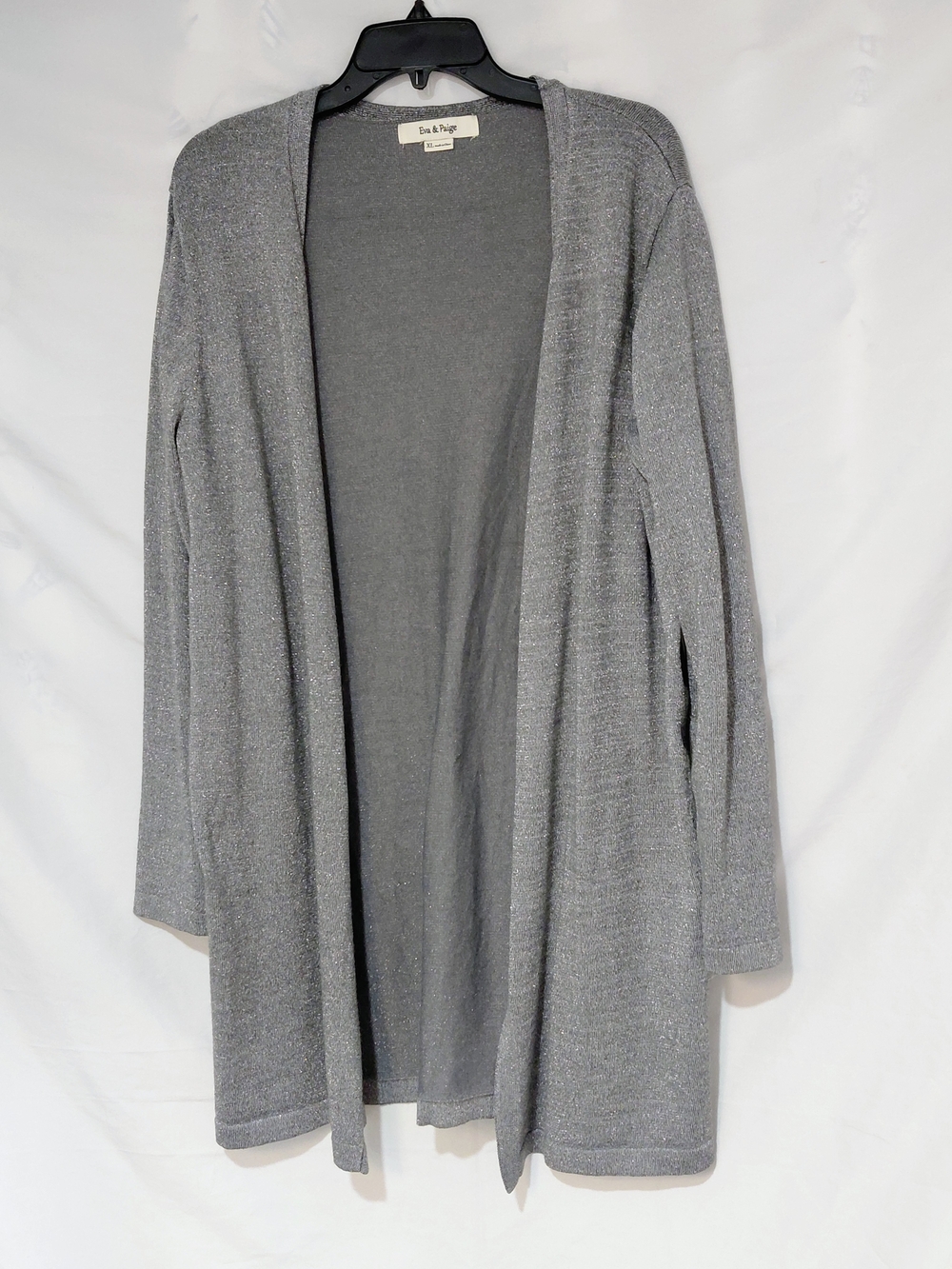 Silver-Gray Open-Front Cardigan